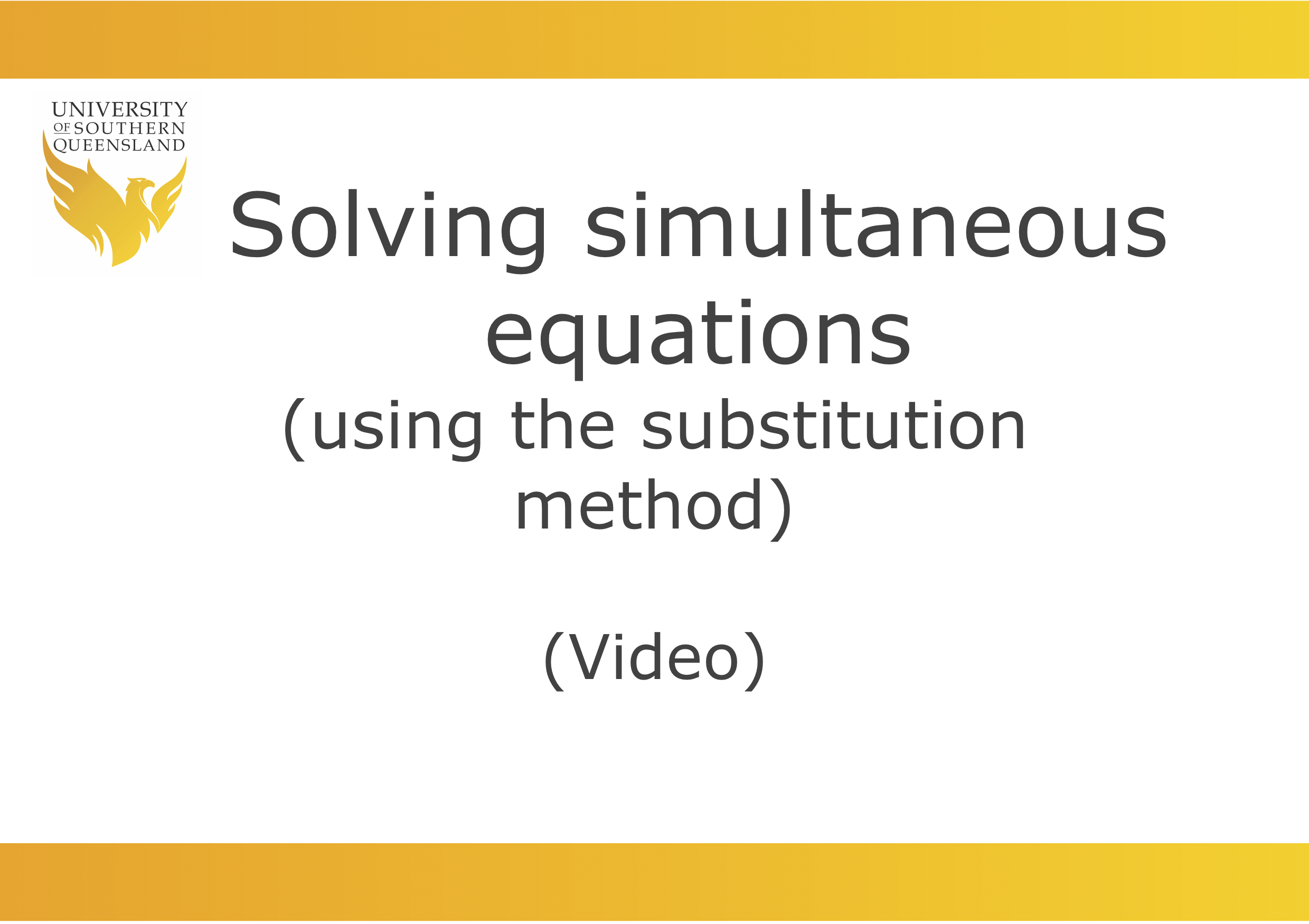 solving simultaneous equations using substitution video