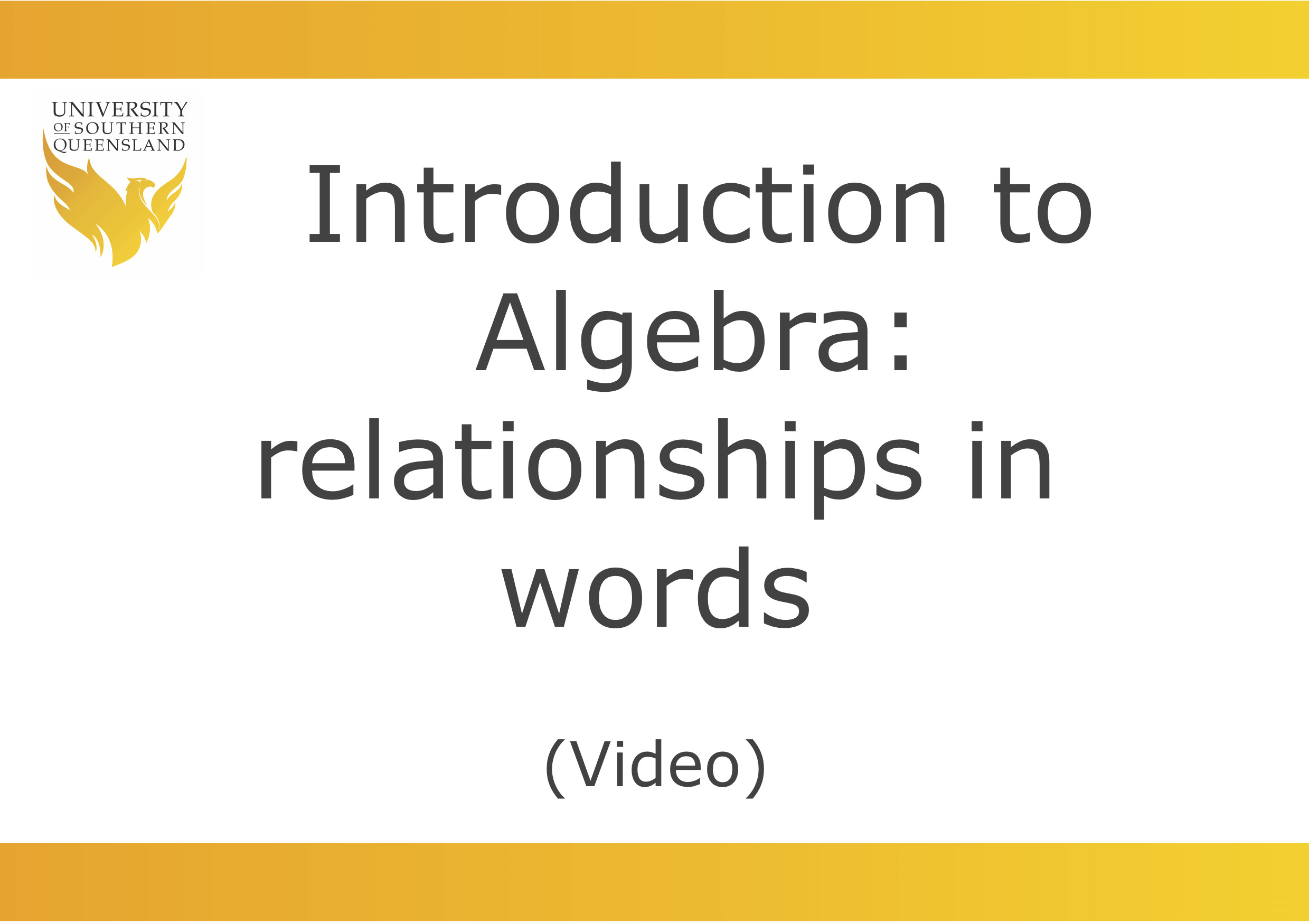 image as a link to video to introduction to algebra: Relationships as words