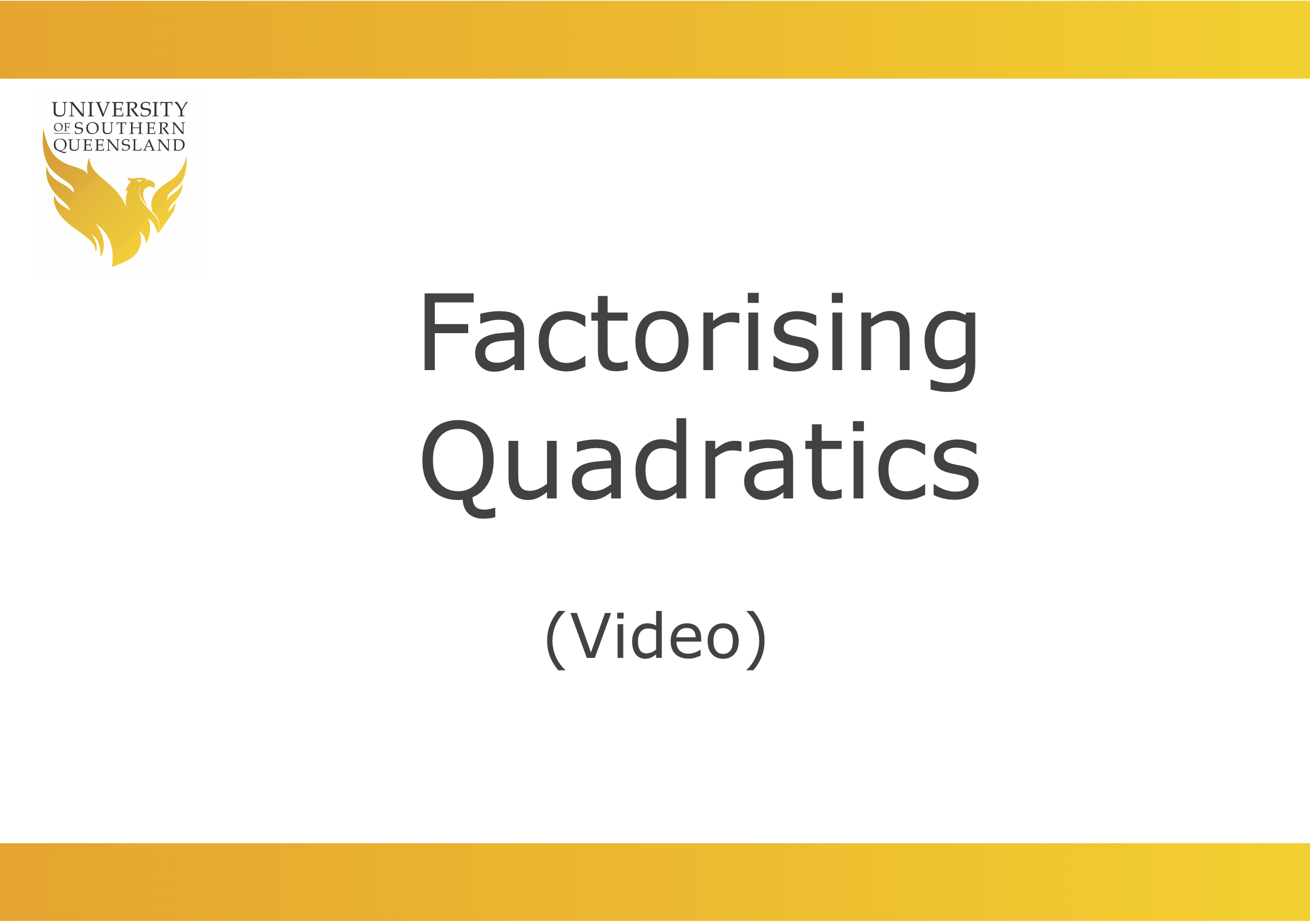 Factorising quadratics video